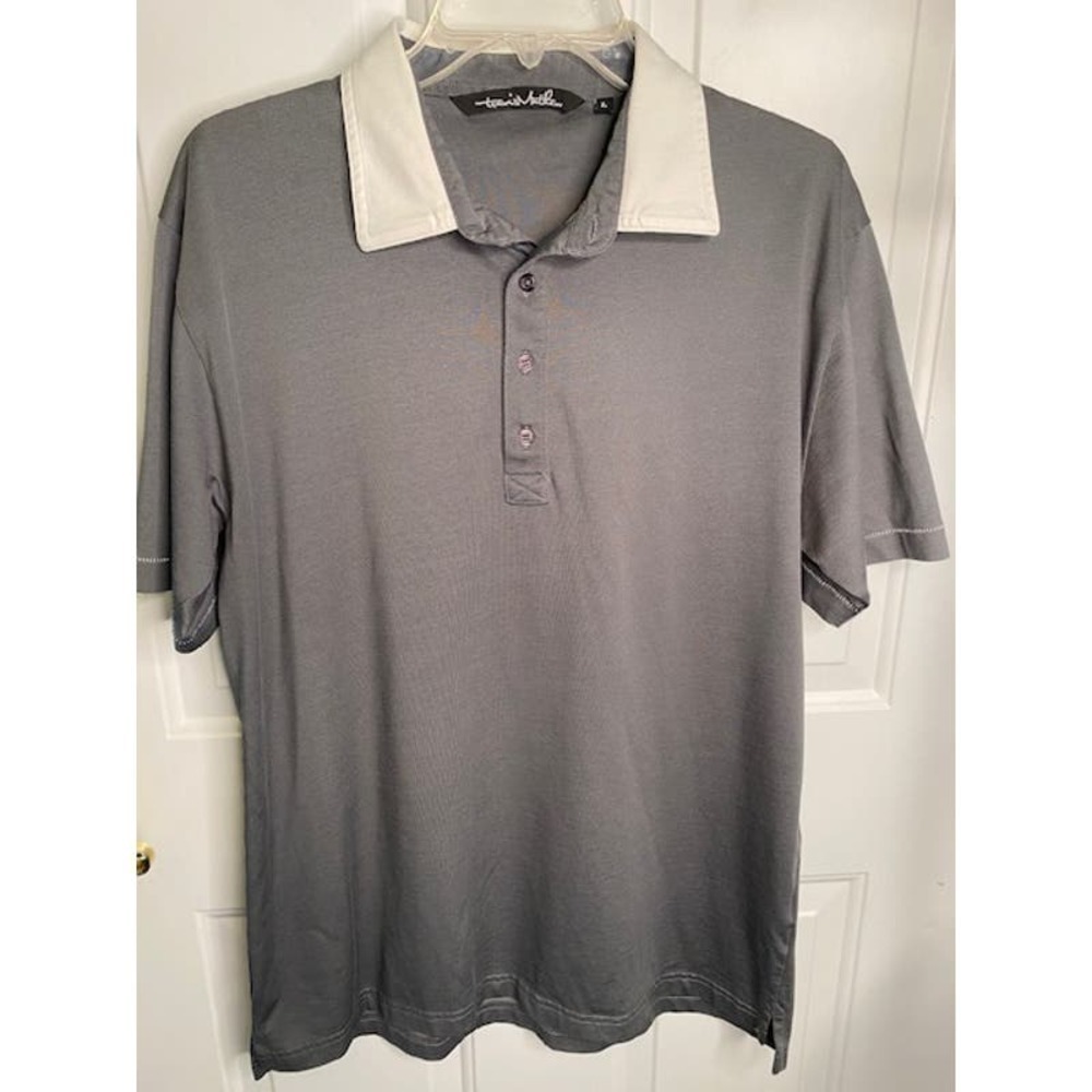 Travis Mathew Men's Polo Golf Cream/Gray Shirt‎ Sz Large